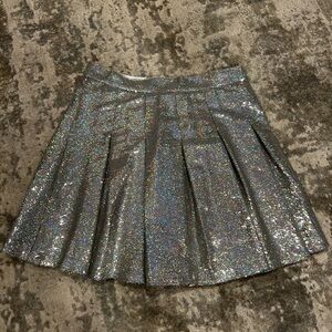 QUEEN OF SPARKLES Silver Glitter Mini Skort